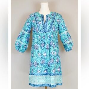 La Plage Jordan Dress - Pomegranate-Capri Turquoise